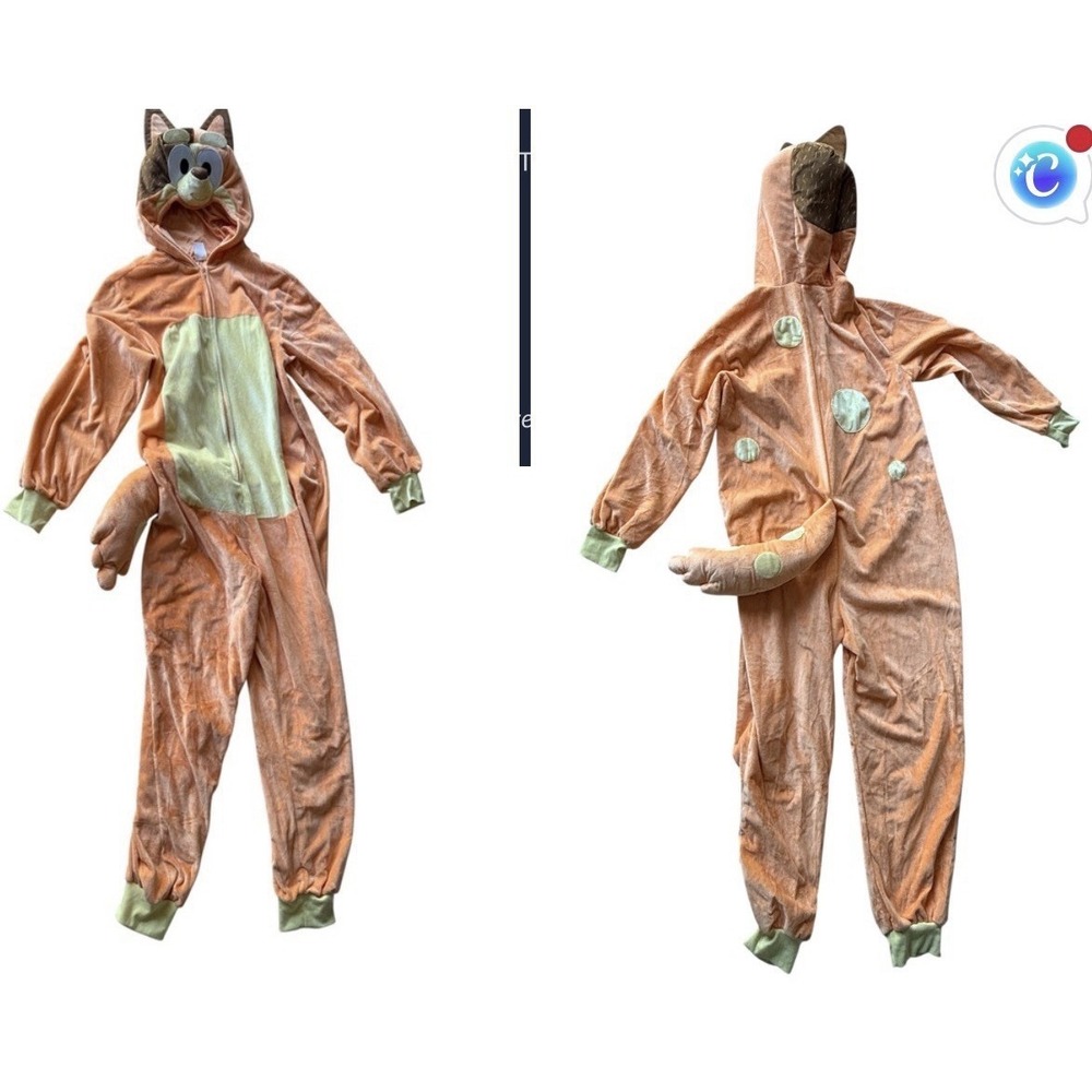 Bluey Chilli Adult Jumpsuit Costume S/M Spirit Halloween‎ Hood & Tail Worn Once!